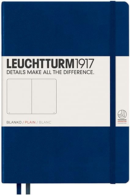 LEUCHTTURM1917 (342922) Carnet Medium (A5) couverture rigide, 249 pages numérotées, ligné, bleu marine