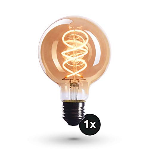 CROWN LED 1x Ampoule LED E27 Edison Tube - Douille E27 – Ampoule LED Gradable - 4W, Blanc Chaud, 230V, EL18 – Ampoule E27 Vintage / Ampoule à Filament Rétro - Classe Énergétique A+