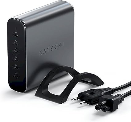 Satechi Chargeur USB C GaN 200W avec 6 Ports - 2X USB-C PD 3.1 (140W) et 4X USB-C PD 3.0, Station de Voyage à Charge Rapide Compatible avec Apple et la Plupart des appareils USB-C Thunderbolt : Amazon.fr: Informatique