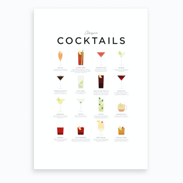 Classic Cocktails Art Print