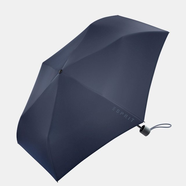 Parapluie de poche bleu marine orné d’un logo imprimé