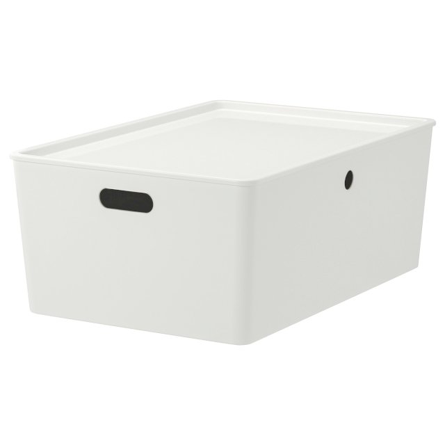 KUGGIS Boîte avec couvercle, blanc, 37x54x21 cm
