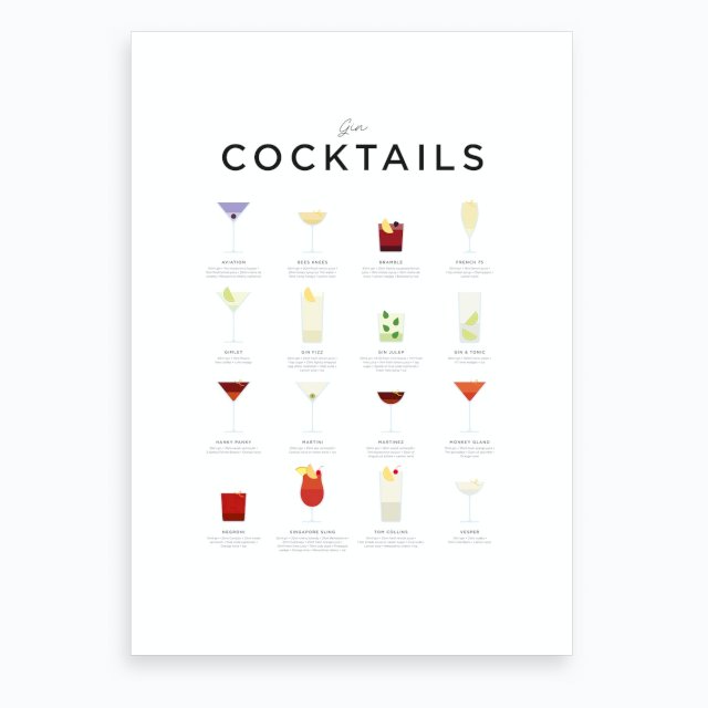 Gin Cocktails Art Print