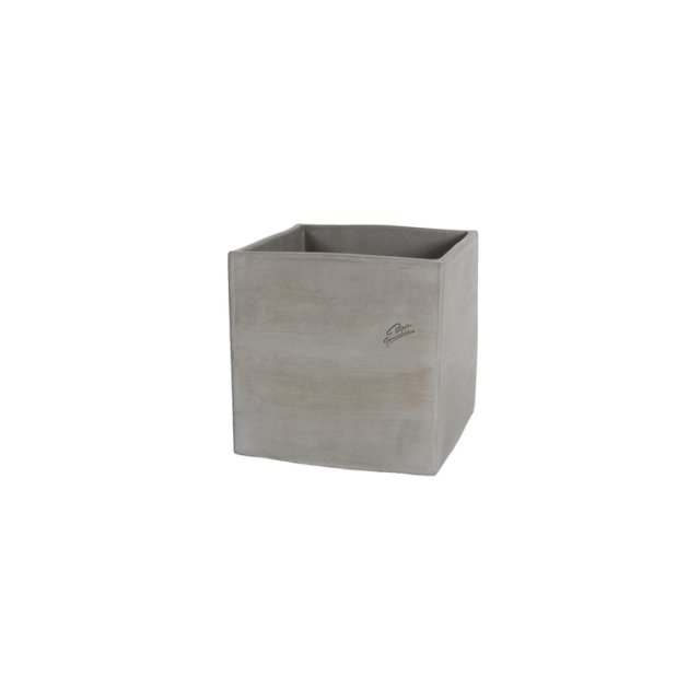 Pot carré contemporain en terre grise 24x24x24 cm