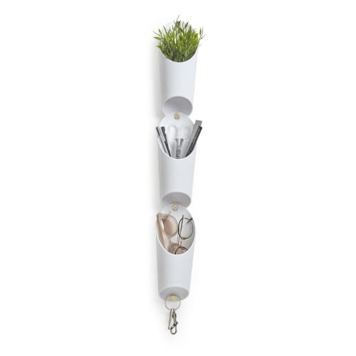 3 pots de fleurs suspendus combinables, blanc
