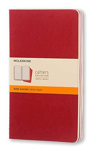 Moleskine Quaderno Cahier Journal, Righe, Rosso, 3 Pezzi