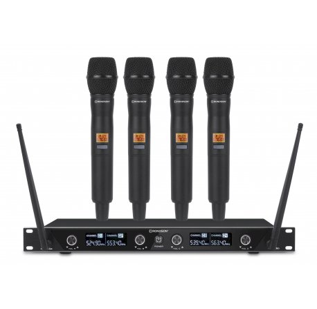 Ensemble récepteur UHF avec 4 microphones à main