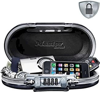 MASTER LOCK Mini Coffre-fort Portable [Avec Câble] [Combinaison] [Noir] 5900EURD – Assurez la sécurité de vos biens lorsque vous êtes en déplacement