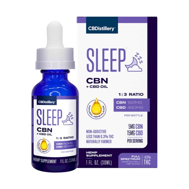 CBDistillery Sleep Tincture CBN + CBD Oil 1:3 Ratio 600mg